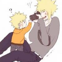 Yondaime taking photo of Naruto